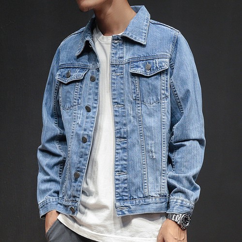 cotton blend zipper warm coat denim jacket